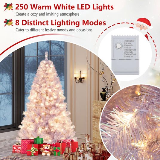 Goplus 6 FT Pre-Lit Tinsel Christmas Tree | Home Office Seasonal Holiday Decoration Lavender