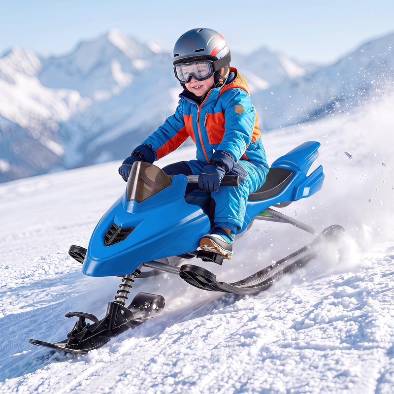 Load image into Gallery viewer, Goplus Snow Racer Sled with Brakes Steering Handle and Tow Ropes
