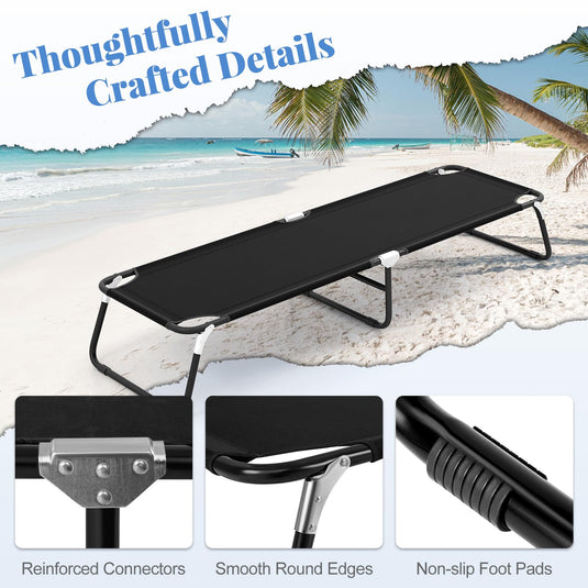 Goplus Heavy Duty Collapsible Foldable Camping Bed for Adults Kids with Non-Slip Foot Pad
