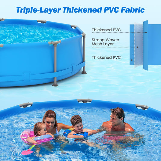 Goplus 12' x 12' x 30'' Metal Frame Above Ground Swimming Pool