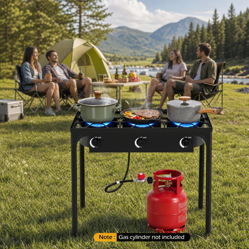 Load image into Gallery viewer, Goplus Outdoor Three Burner Gas Stove | 240,000 BTU High Pressure
