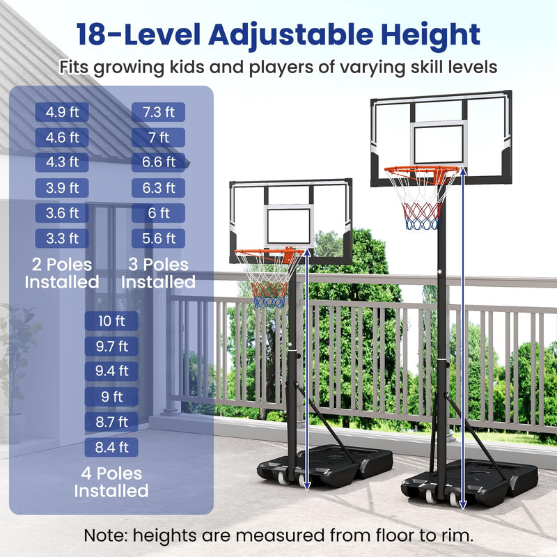 Load image into Gallery viewer, Goplus Portable 3.3-10FT Adjustable Basketball Goal System w/Shatterproof PC Backboard
