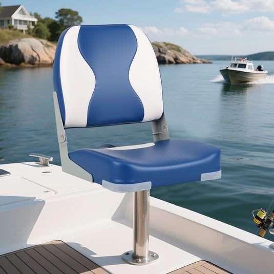 Goplus 2-Pack Boat Seats with Thick Sponge Padding - Wavy Blue