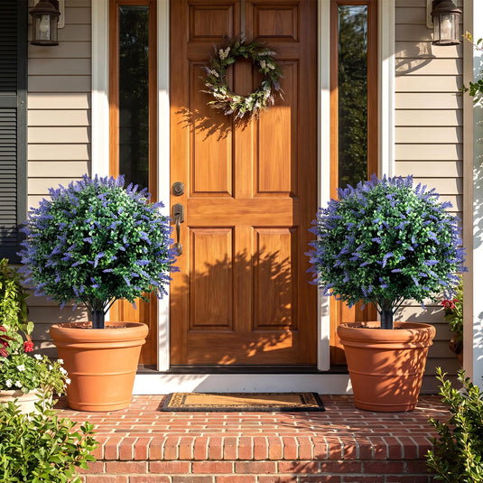 Goplus 2 Pack Artificial Lavender Boxwood Topiary Ball Trees 27.5