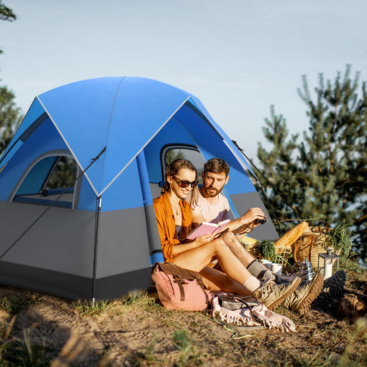 Goplus Camping Tent for 2-3 People, Waterproof & Windproof Family Dome Tent w/Removable Rainfly