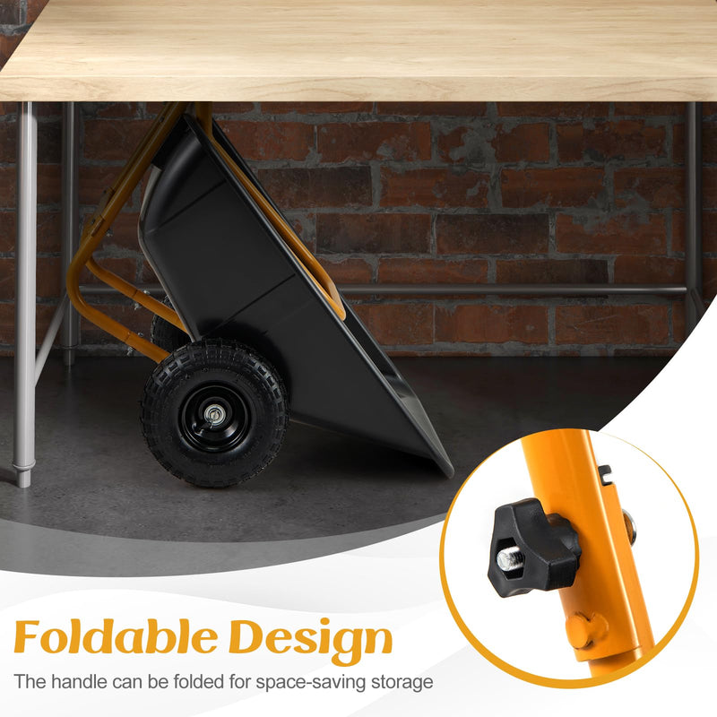 Load image into Gallery viewer, Goplus Dual-Wheel Wheelbarrow, Heavy-Duty Garden Utility Cart w/Pneumatic Tires, 330LBS Capacity
