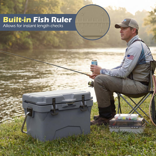 Goplus 20QT Insulated Ice Chest w/Portable Handles Cup Holders Ruler for Camping Fishing