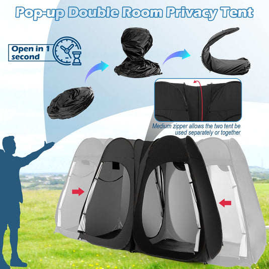 Goplus 2 Room Pop Up Shower Tent, 7.5FT Changing Tent with Ground Stake, Wind Rope, Carry Bag