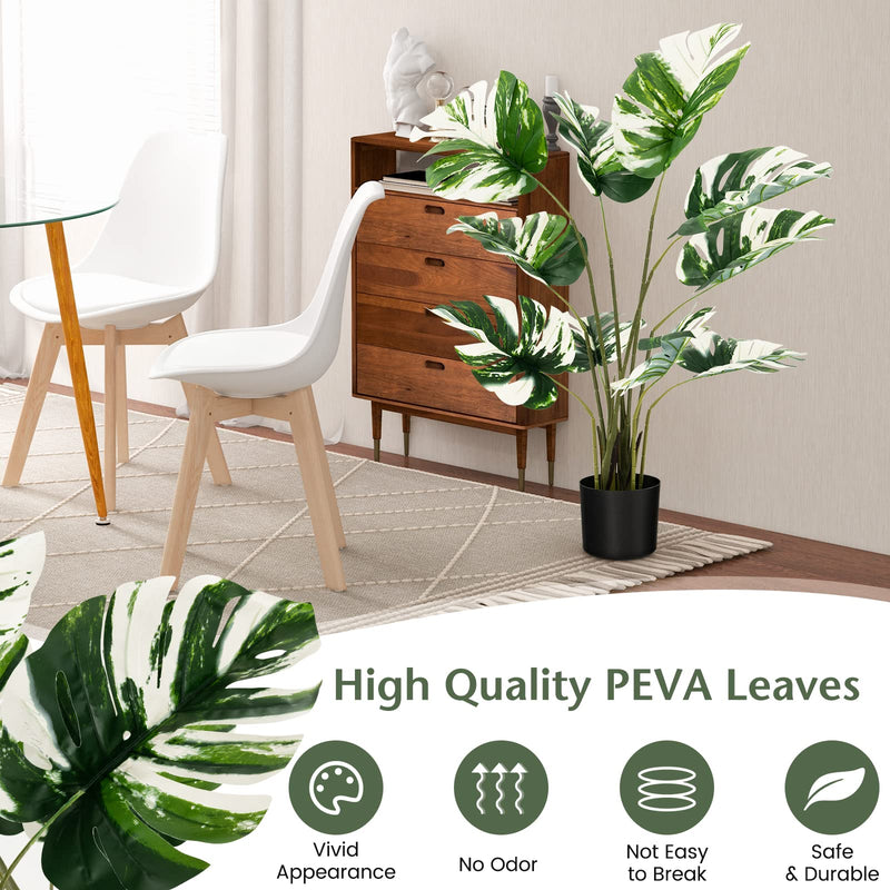 Load image into Gallery viewer, Goplus 4ft Artificial Monstera Deliciosa Plant, 2 Pack Tall Fake Tropical Palm Tree in Pot with 10 Decorative Split Leaves
