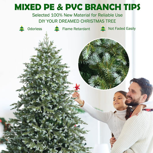 Goplus 7ft Artificial Christmas Tree Feel Real Unlit Hinged Xmas Spruce Tree