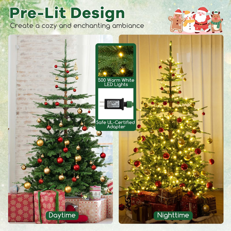 Load image into Gallery viewer, Goplus 7 FT Pre-Lit Artificial Christmas Tree with 1303 PE &amp; PVC Branch Tips
