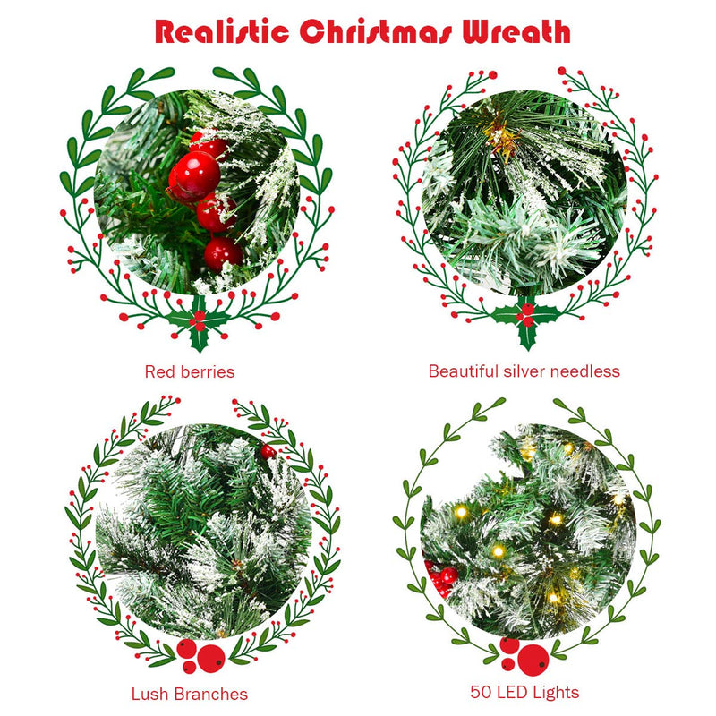 Load image into Gallery viewer, Goplus Snow Flocked Christmas Wreath for Doorway Window Wall
