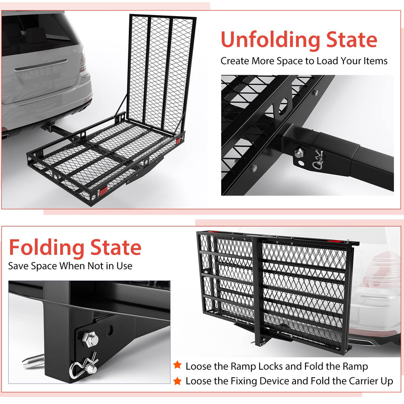 Load image into Gallery viewer, Goplus Hitch Mount Wheelchair Carrier, Mobility Scooter Loading Ramp with 2 Tie Down Straps
