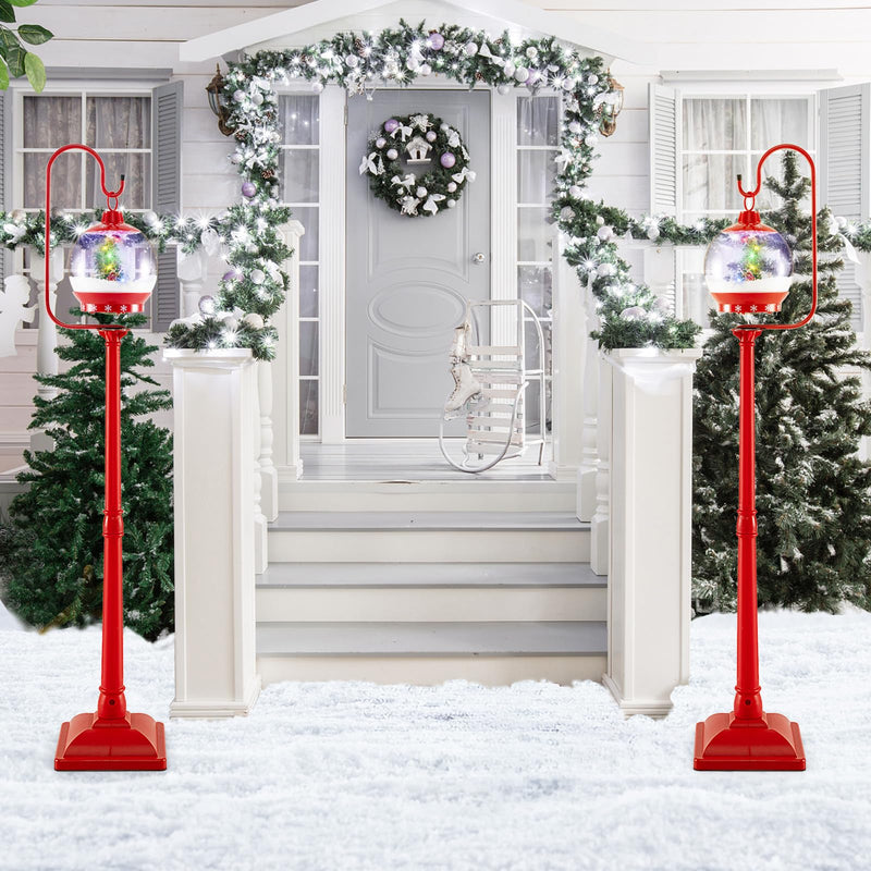 Load image into Gallery viewer, Goplus 68 Inch Musical Christmas Street Lamp, Festive Lamp Post w/Sound-Activated Snow Globe Lantern
