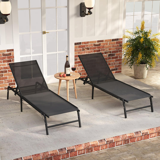 Goplus Patio Chaise Lounge Chairs with 5-position Adjustable Backrest