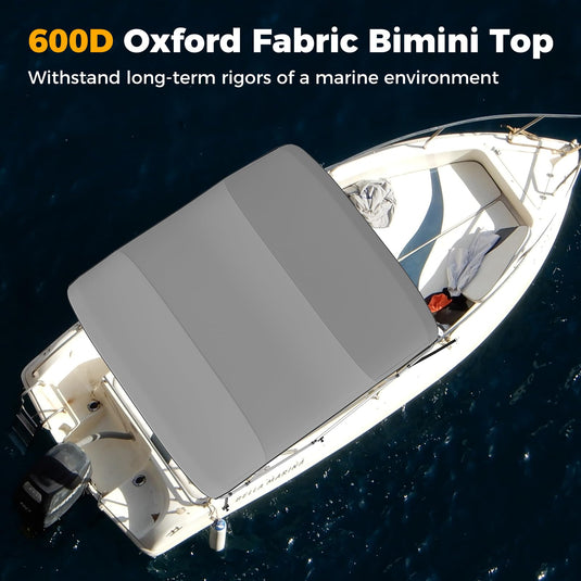 Goplus 4-Bow Bimini Top 600D Waterproof Oxford Fabric & Foldable Boat Shade