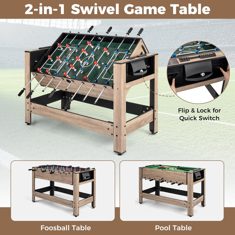 Load image into Gallery viewer, Goplus 2-in-1 Swivel Multi Game Table with Foosball &amp; Pool for Adults
