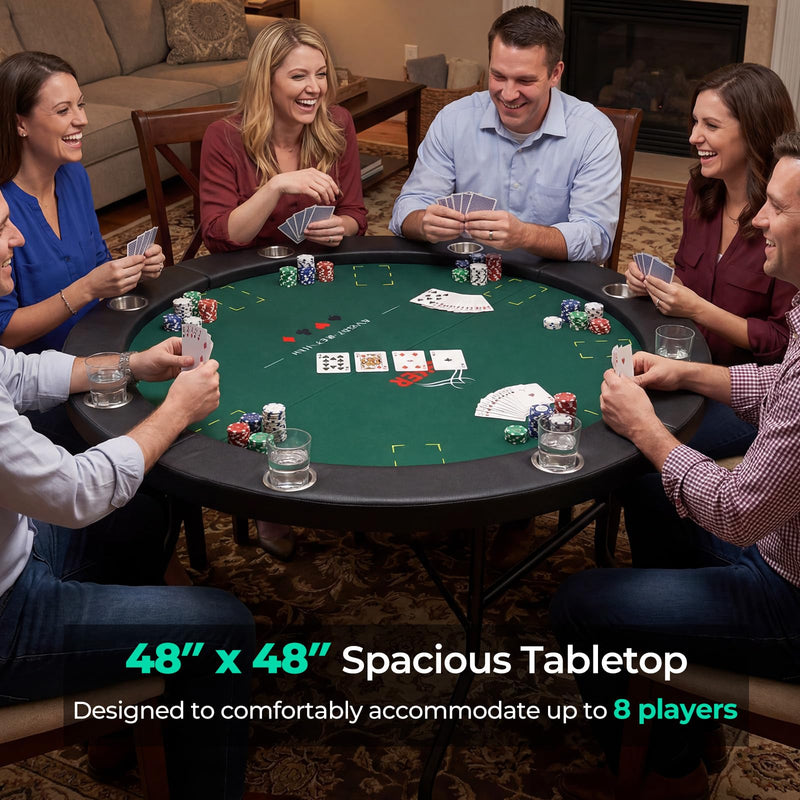 Load image into Gallery viewer, Goplus 48" 8 Player Round Casino Leisure Texas Holdem Game Table with Metal Legs
