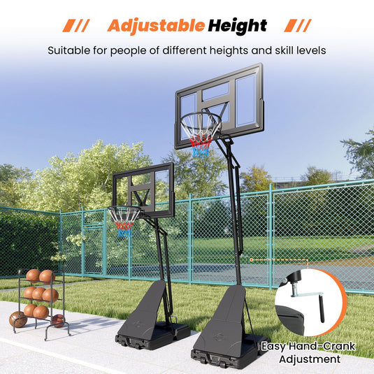 Goplus Outdoor Basketball Hoop 7.7-10 FT Height Adjustable Tool-Free Basketball Goal System