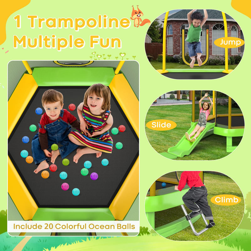 Load image into Gallery viewer, Goplus 7 FT Kids Trampoline with Slide, 87&quot; ASTM Approved Recreational Trampoline
