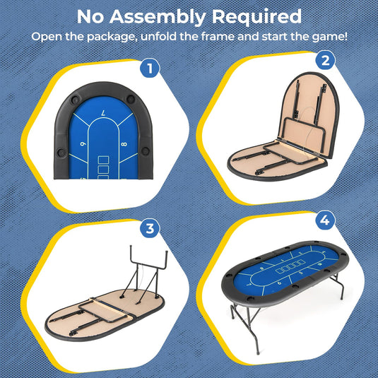 Goplus 72 x 36 x 30.5 Inch Foldable Poker Table with 8 Cup Holders