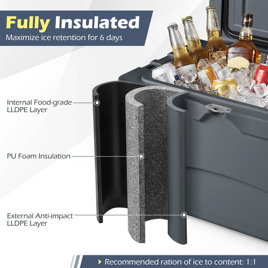 Goplus 45QT Hard Cooler w/Portable Handles & Cup Holders for Camping Fishing Beach