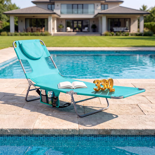 Goplus Tanning Chair Folding Beach Lounge Chair w/5-Position Adjustable Backrest
