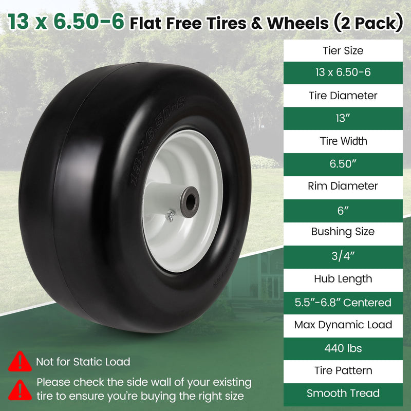 Load image into Gallery viewer, Goplus 13 x 6.50-6 Flat Free Tires &amp; Wheels (2 Pack)
