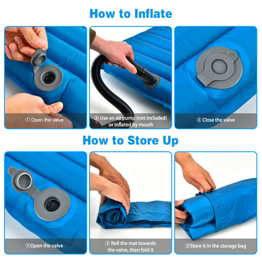 Goplus Inflatable Camping Sleeping Pad, 3 Inch Thick Camping Pad, Waterproof & Comfortable Sleeping Mat
