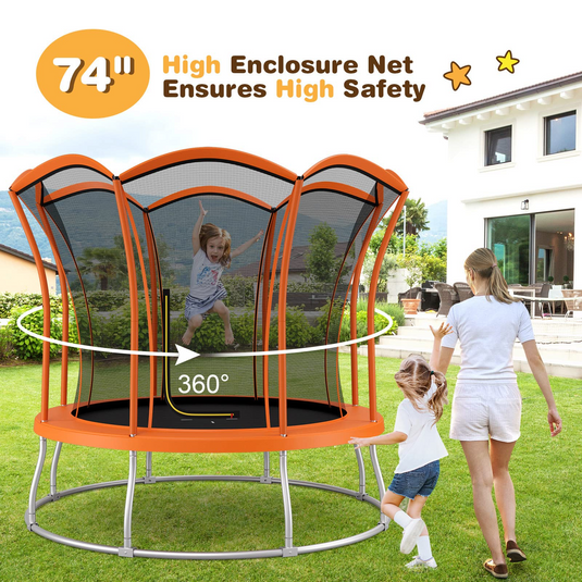 Goplus 8FT/ 10FT Outdoor Trampoline, ASTM Approved Trampoline with Unique Flower Shape