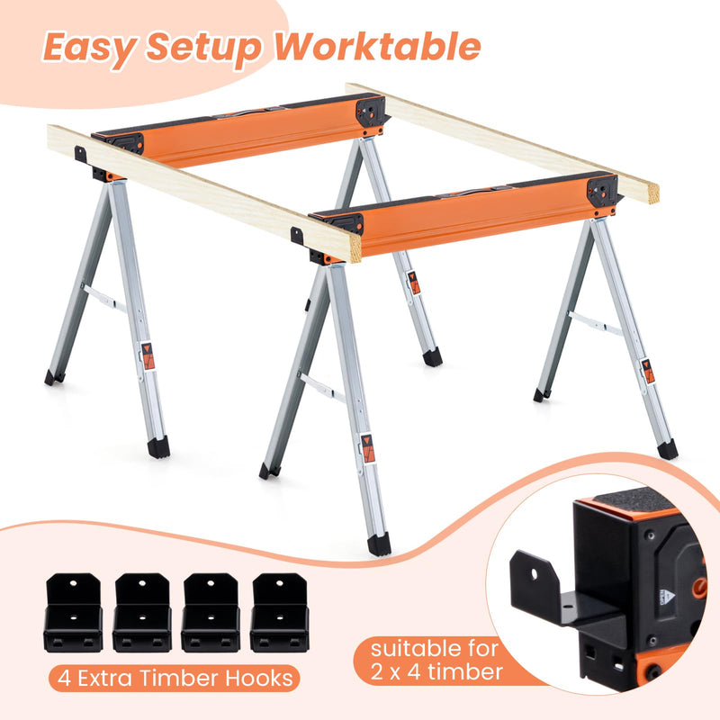 Load image into Gallery viewer, Goplus 2 Pack Folding Saw Horses
