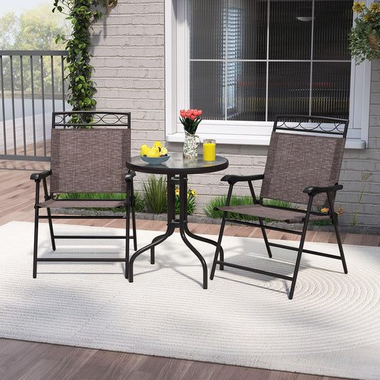 Goplus Bistro Table and Chairs Set of 2 Outdoor 3 Piece Patio Bistro Set with 1.57” Umbrella Hole