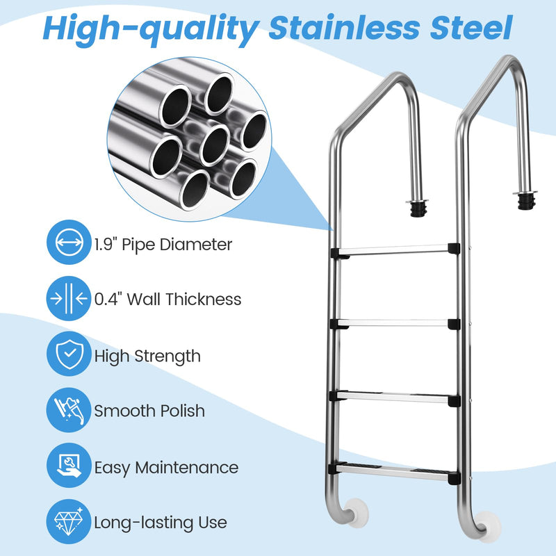 Load image into Gallery viewer, Goplus 4-Step Swimming Pool Ladder Heavy Duty Non-Slip Ladder
