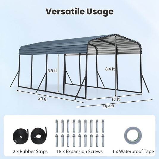 Goplus 12 x 20 FT Heavy-Duty Carport Outdoor Galvanized Steel Garage Car Shelter