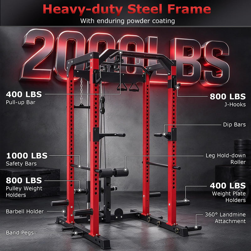 Load image into Gallery viewer, Goplus 2000LBS Power Cage with Cable Crossover System Landmine Attachment for Home Gym Garage
