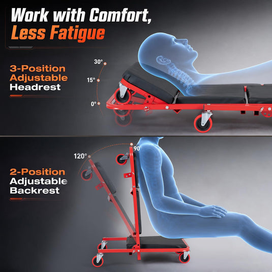 Goplus 41" Foldable Mechanic Creeper | 450 LBS Capacity Padded Z Garage Seat