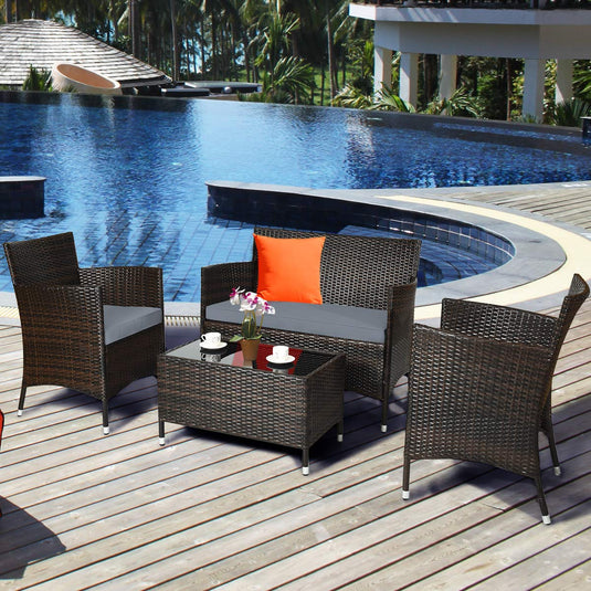 Goplus 4-Piece Rattan Patio Set