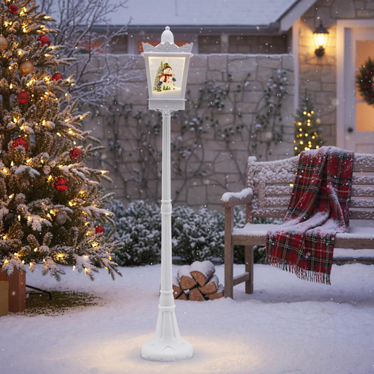 Goplus 8 ft White Musical Christmas Streetlight | Lighted Holiday Decoration for Home Yard Porch
