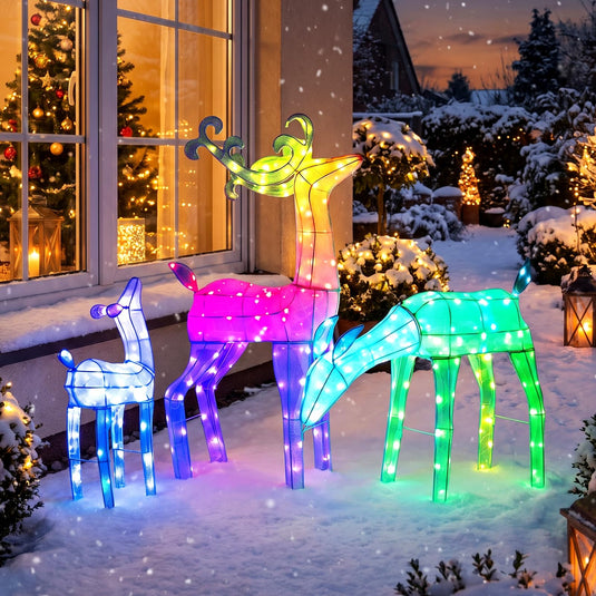Goplus 3-Piece Christmas Deer Family Set with RGB Lights & APP Control