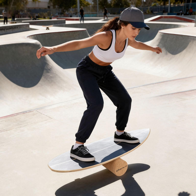 Load image into Gallery viewer, Goplus Wooden Balancing Board with Cork Roller and Storage Rack to Exercise and Build Core Strength
