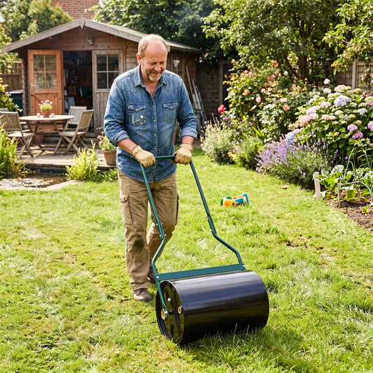 Goplus 12 Gallon Water/Sand Filled Garden Drum Roller w/U-Shape Handle