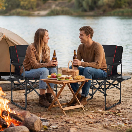 Goplus Heavy-Duty Director Chair with Side Table Cup Holder & Carrying Bag