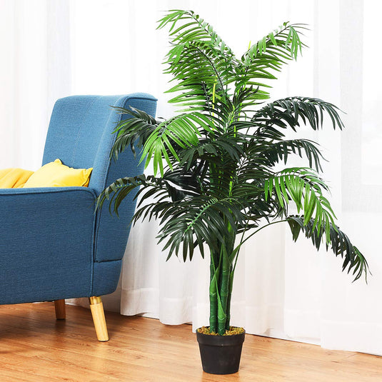 Goplus 3.5 Feet Tall Potted Artificial Palm Tree for Indoor Outdoor