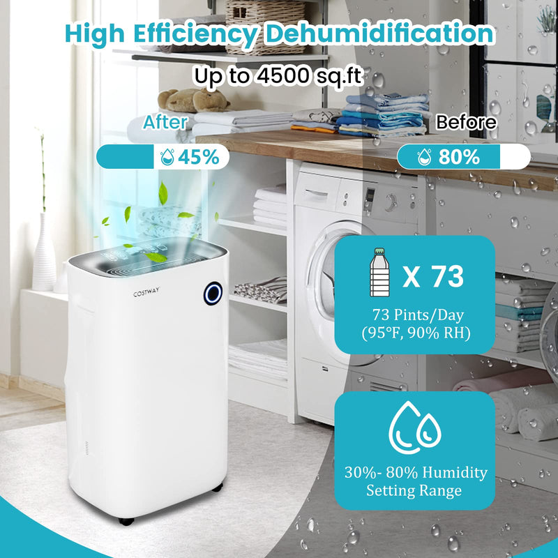 Load image into Gallery viewer, 4500 Sq. Ft Quiet Dehumidifier, 1.7 Gallon Water Tank, 73-Pint/Day, Water Full Auto Shut Off
