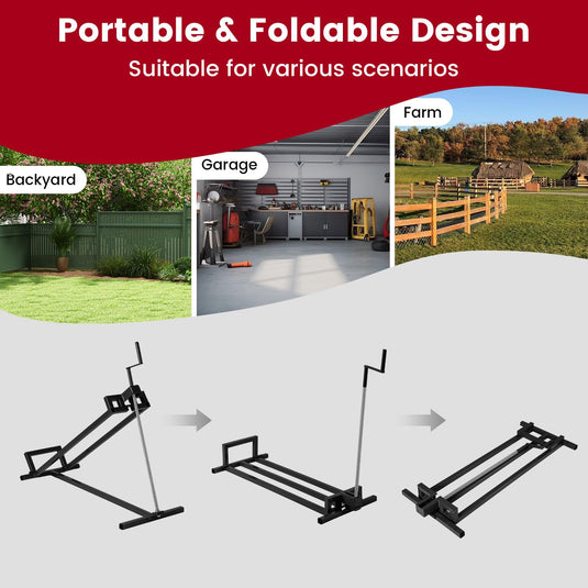 Goplus 880LBS Folding Lawn Mower Lift with Adjustable Height and Manual Handle