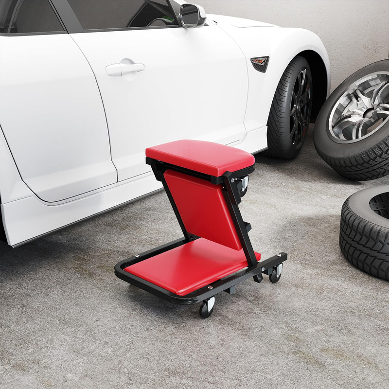 Load image into Gallery viewer, Goplus 2-in-1 Rolling Folding Z Creeper Seat with 6 Swivel Casters
