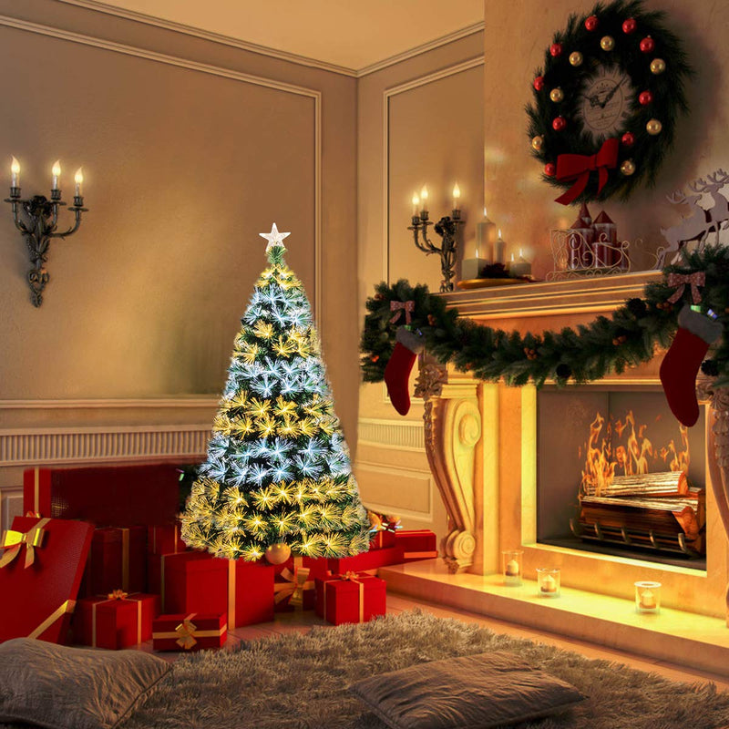 Load image into Gallery viewer, Goplus 5ft Pre-lit Artificial Christmas Tree Premium Optical Fiber Tree
