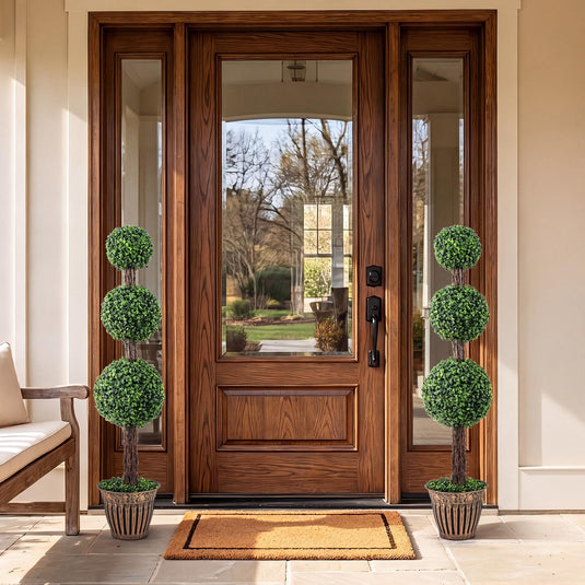 Goplus Artificial Triple Ball Boxwood Tree 4 FT Fake Topiary Tree(1/2)