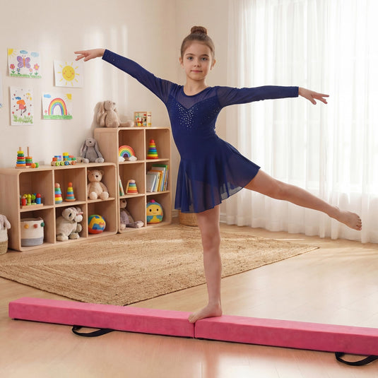 Goplus 7 FT Gymnastics Balance Beam Foldable Non-Slip Foam Floor Beam