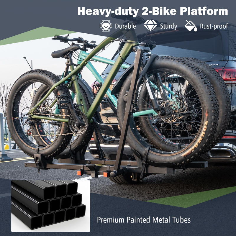 Load image into Gallery viewer, Goplus 2” Hitch Mount Bike Rack, 2 Bikes Platform Style Carrier w/Tilt-able Design for Easy Trunk Access
